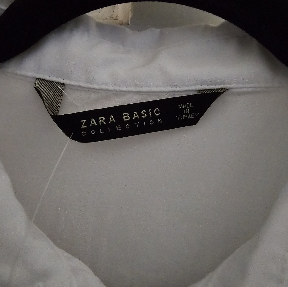 Zara Basic Edition Pearl Balloon Sleeve White Button-down Shirt Sz XS - Picture 4 of 7